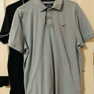 Hollister Men's Light Blue Polo Shirt